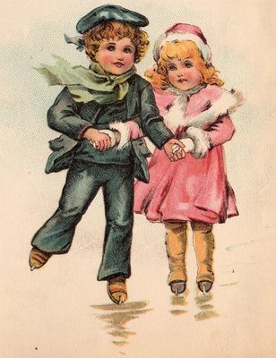 Victorian Graphic - Children Ice Skating - The Graphics Fairy