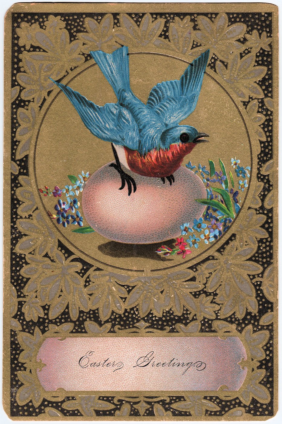 Free Vintage Clip Art - Amazing Bluebird with Egg - The Graphics Fairy