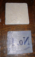 Gel Transfer next to marble coaster