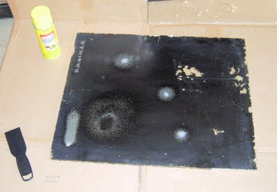 Back of old mirror with Oven cleaner