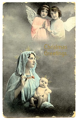 Free Vintage Clip Art Baby Jesus With Mary Amp Angels