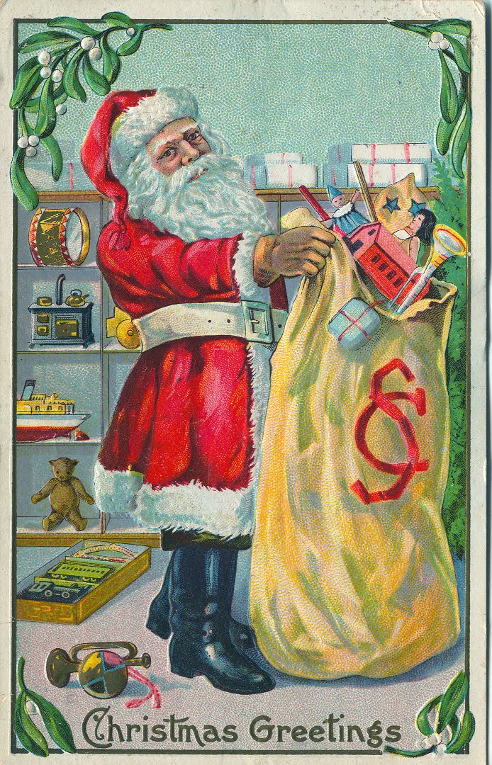 Free Vintage Clip Art Antique Santa Postcard The Graphics Fairy
