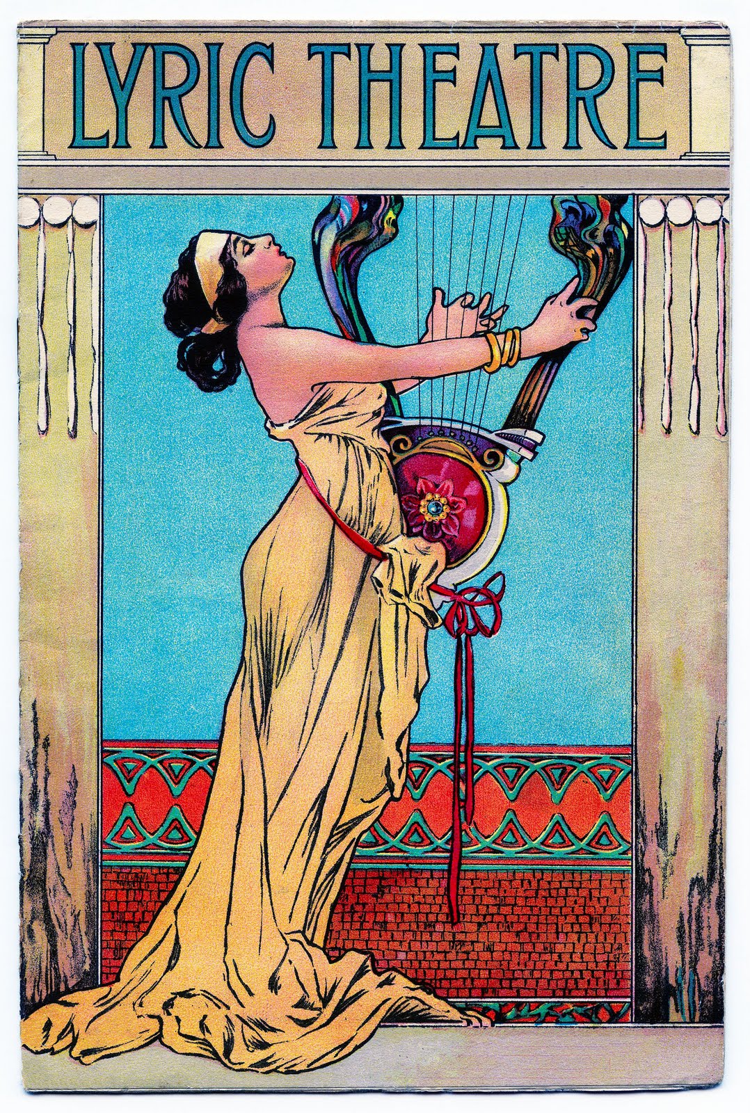 Antique Ephemera - 1906 Theater Book - Lady with Lyre - The Graphics Fairy
