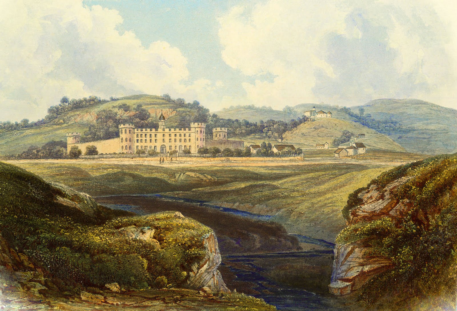 Vintage Printable Image Landscape Scene with Castle