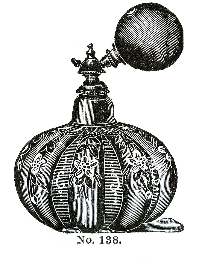 Victorian Clip Art - 3 Perfume Bottles with Atomizers - The Graphics Fairy