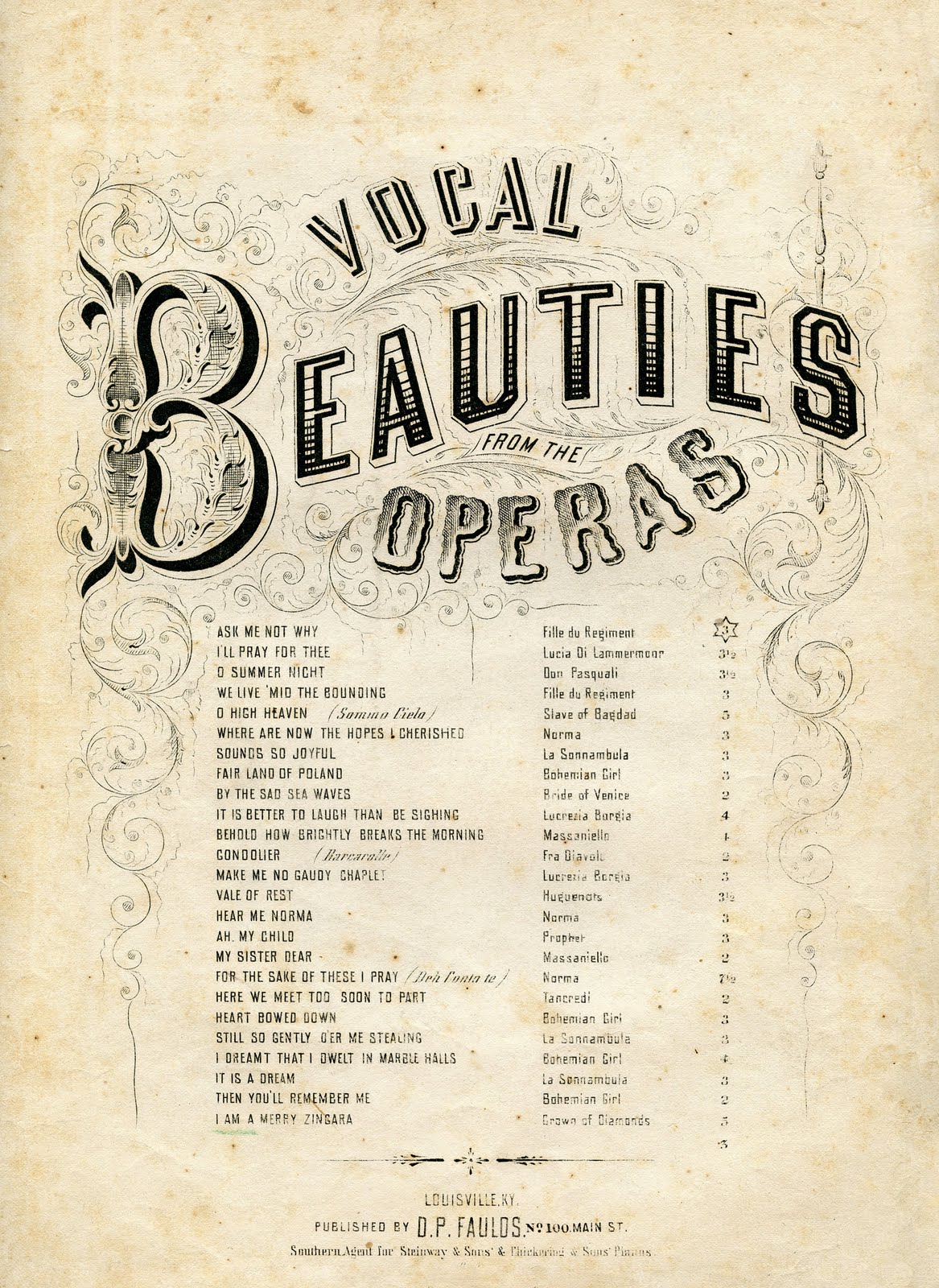 Vintage Ephemera Opera Sheet Music The Graphics Fairy