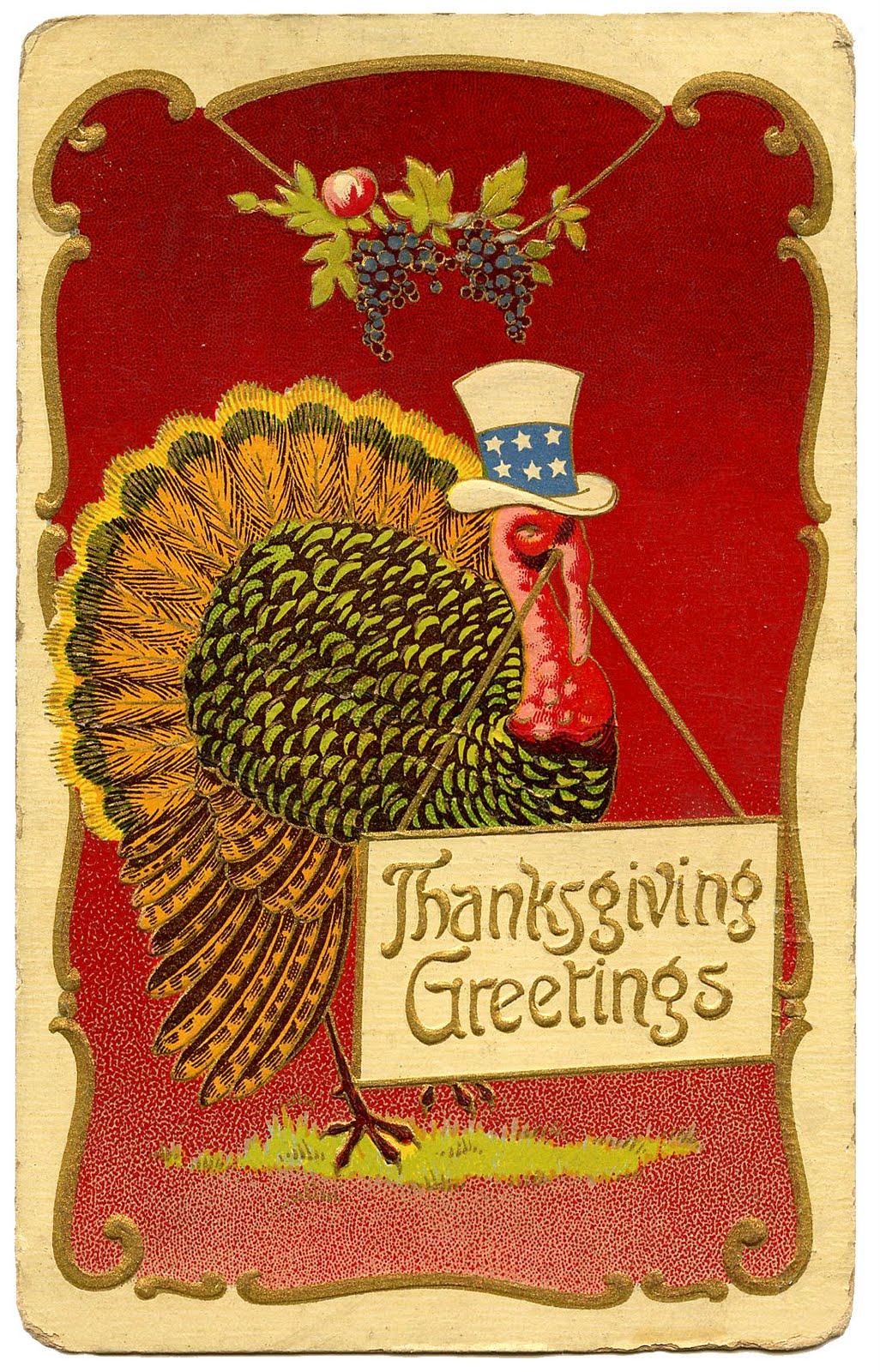 Vintage Thanksgiving Clip Art - Patriotic Turkey - The Graphics Fairy
