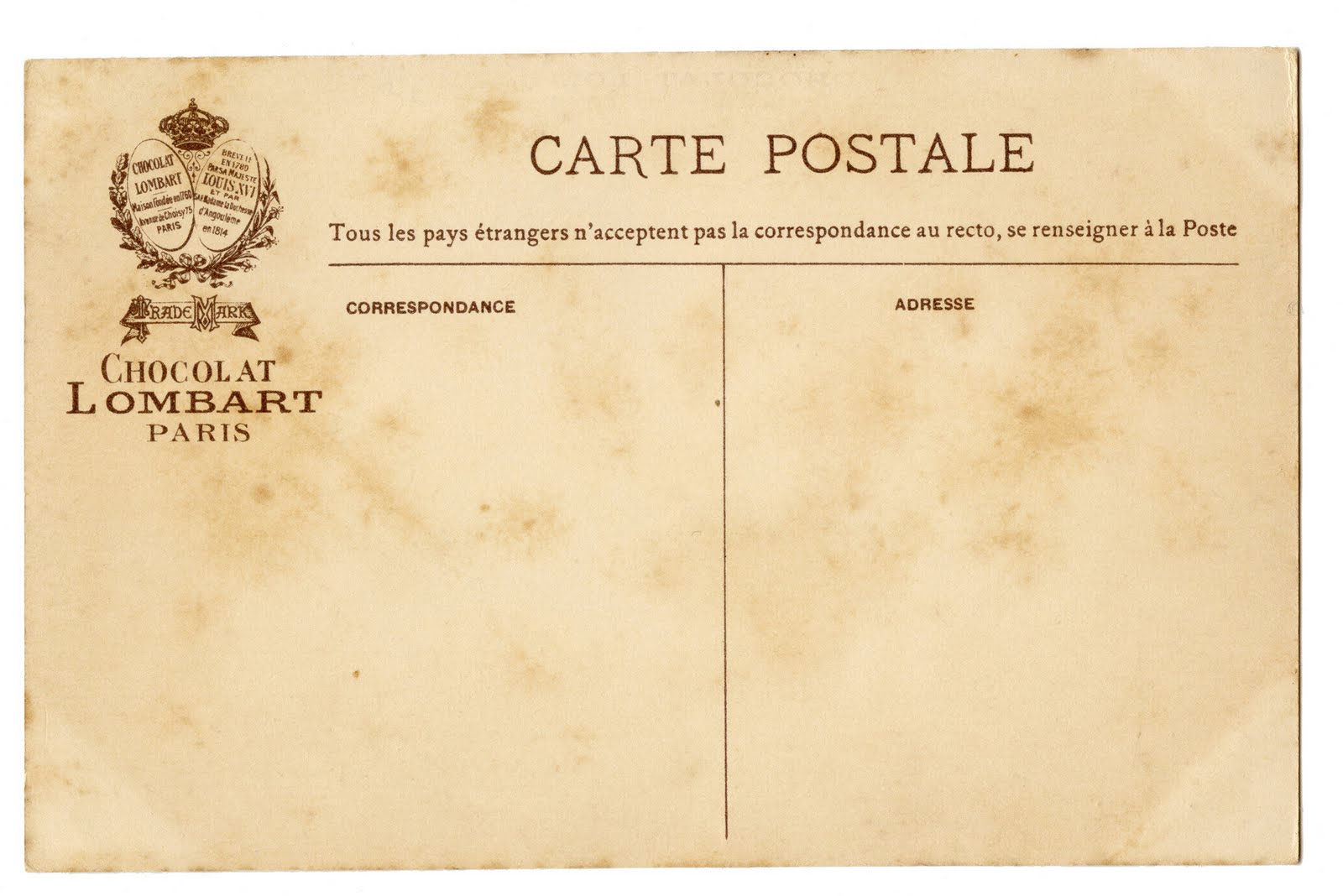 Vintage Paris Chocolat Label with Crown and Wreath Ooh la
