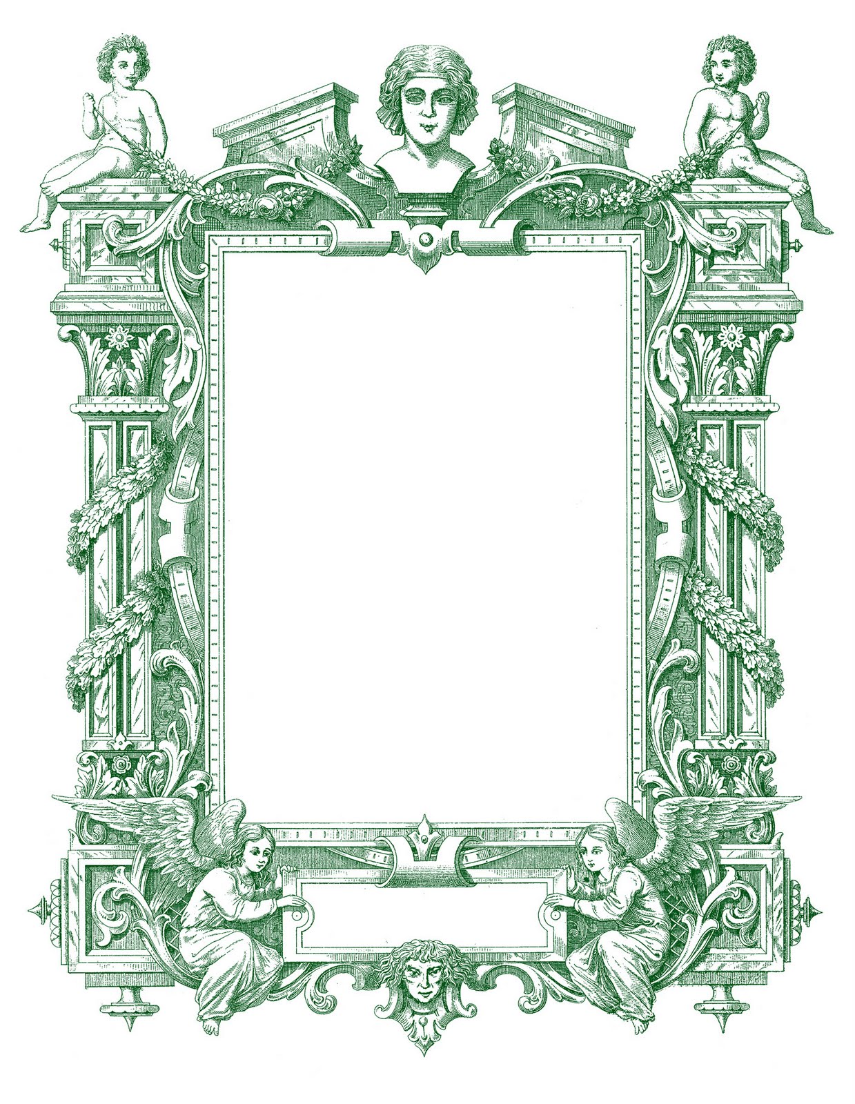 Spectacular Antique French Graphic Frame with Angels - The 