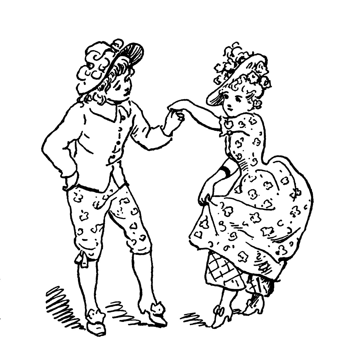 Vintage Kids Printable - Minuet Coloring Page - The Graphics Fairy