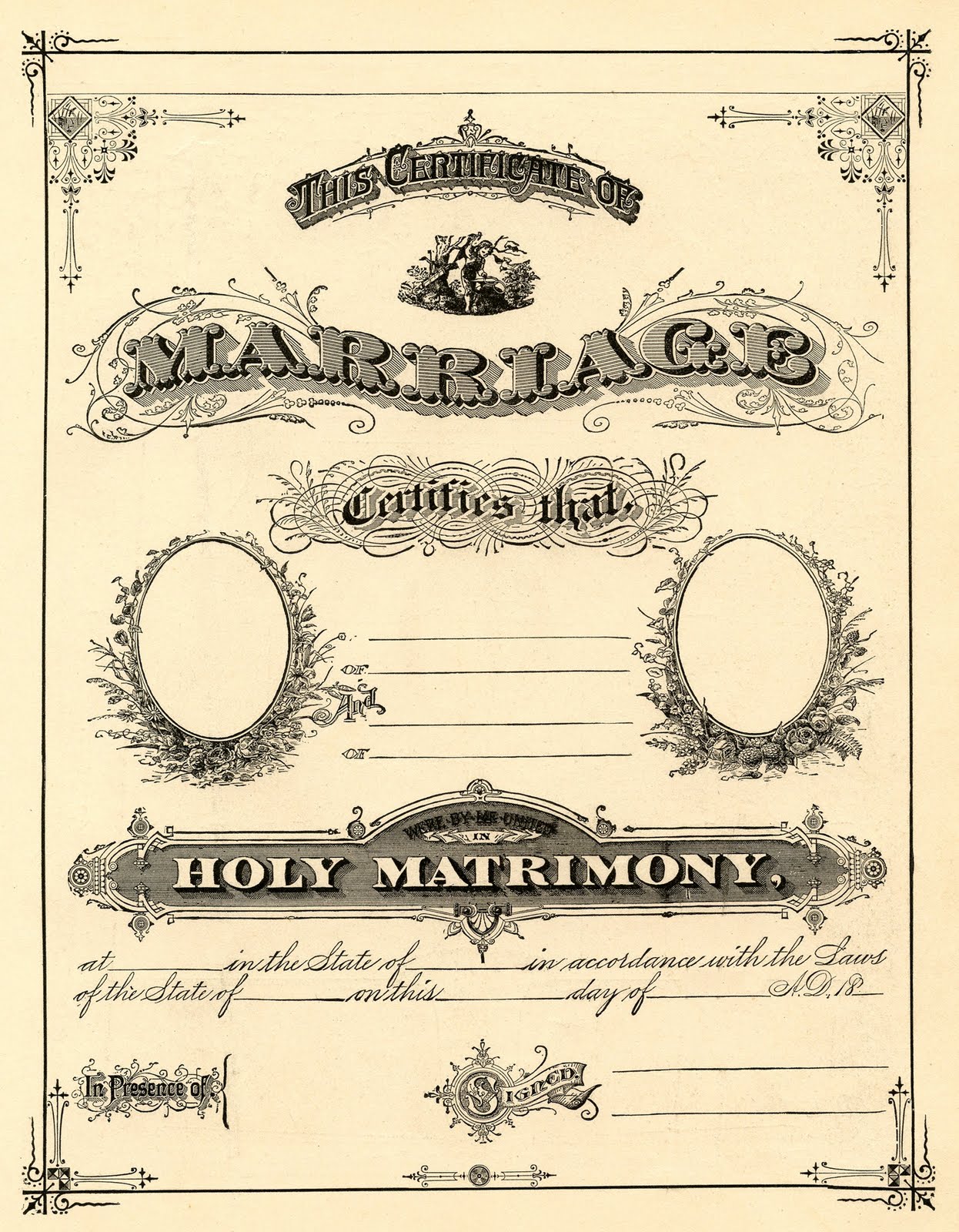 22 Family History Certificates! - The Graphics Fairy Intended For Blank Marriage Certificate Template